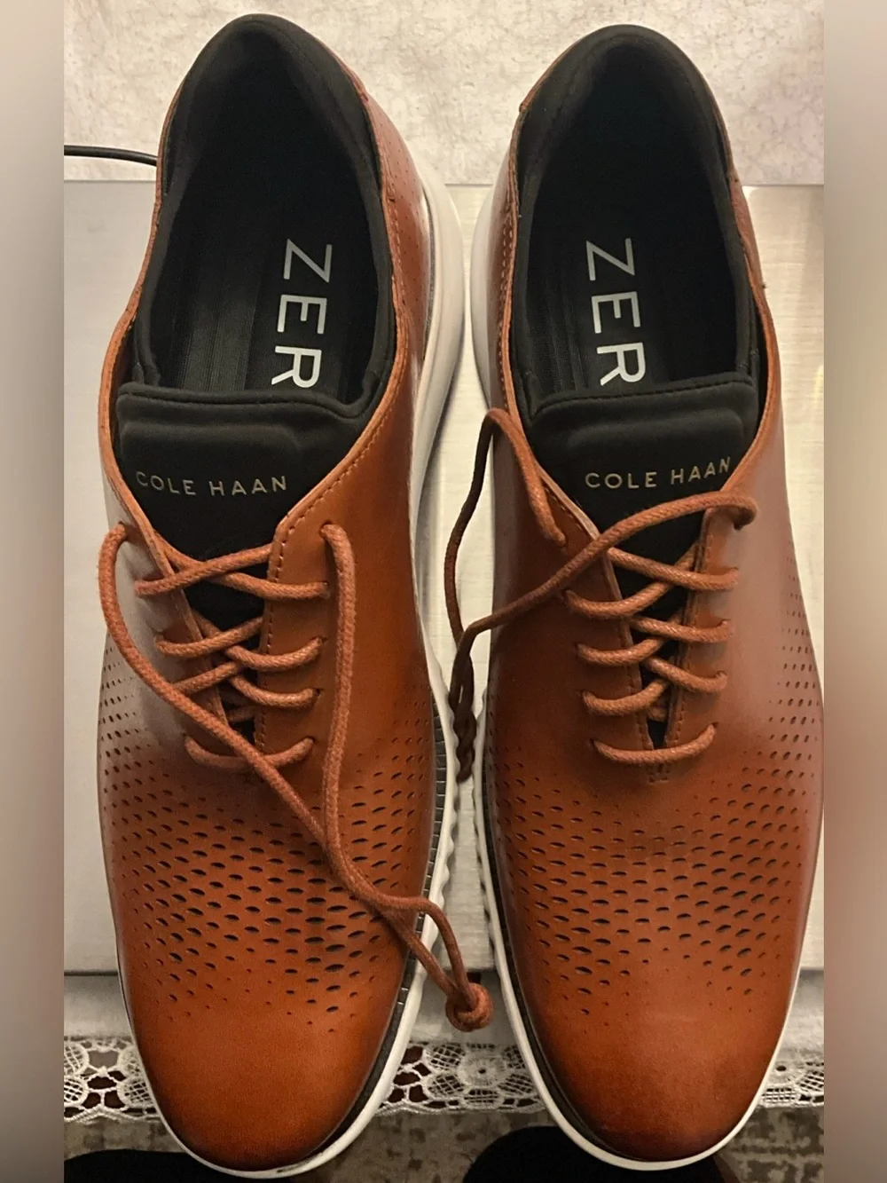 Cole Haan Tan/Brown Perforated Leather Derby Sneakers